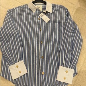 Abercrombie & Fitch Blue and White Striped Button Down Shirt